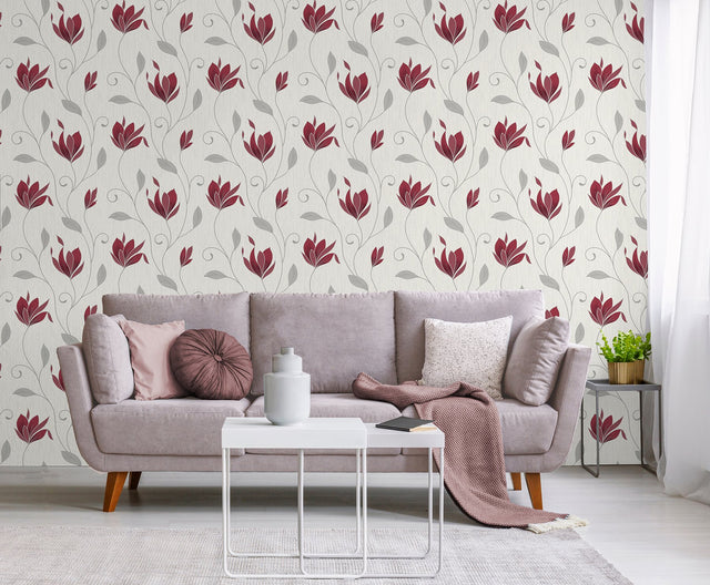Synergy Ruby Floral Wallpaper
