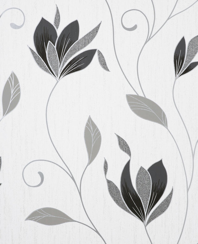 Synergy Black Floral Wallpaper