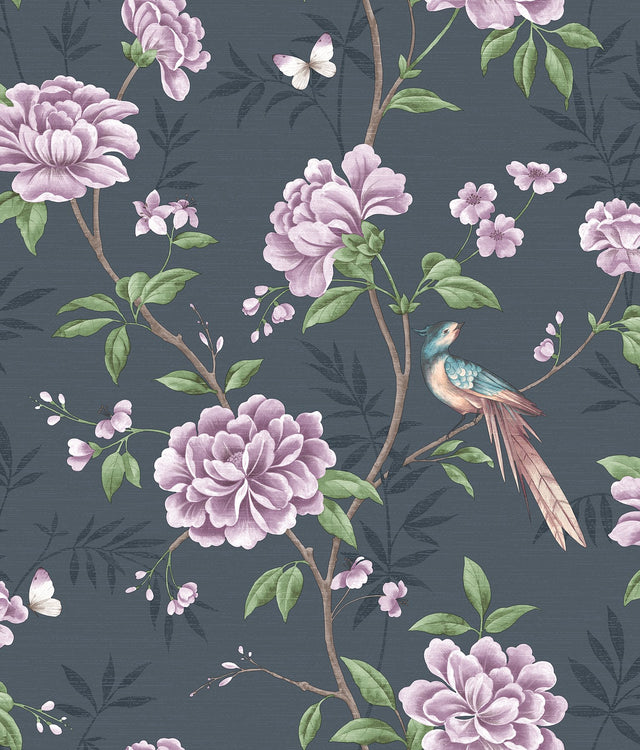 Akina Navy Floral Wallpaper