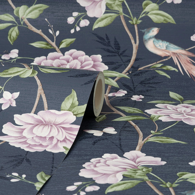Akina Navy Floral Wallpaper