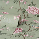 Akina Sage Floral Wallpaper with Chinoiserie Botanical Motif - Fine Decor M1724