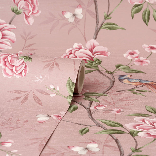 Akina Blush Floral Wallpaper