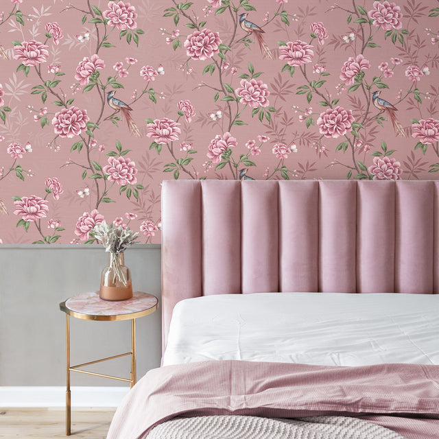 Akina Blush Floral Wallpaper