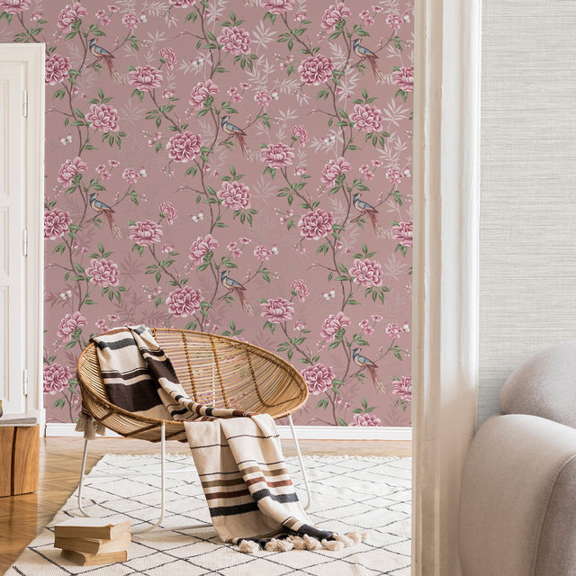 Akina Blush Floral Wallpaper