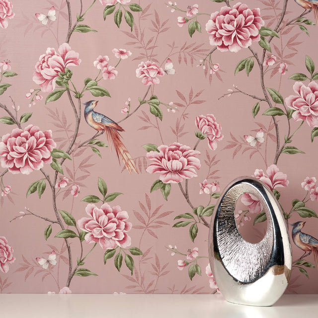 Akina Blush Floral Wallpaper