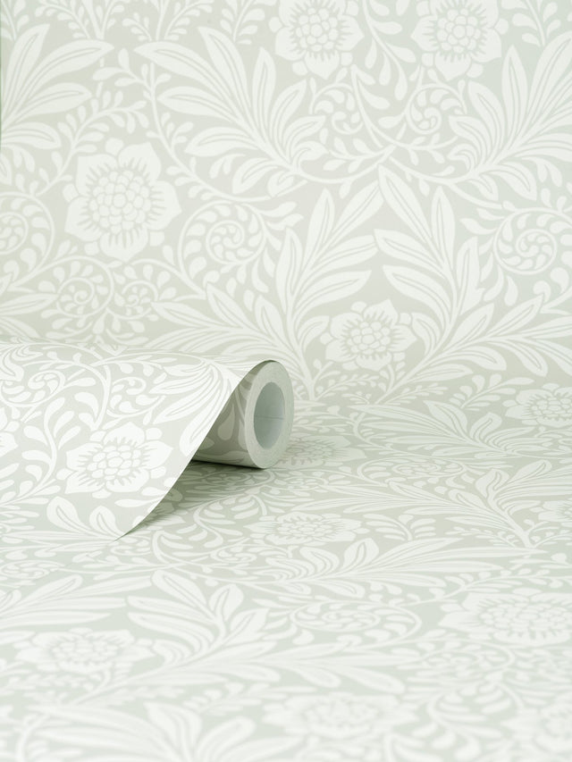 Camille Light Grey Damask Wallpaper with Botanical Traditional Motif - M1743