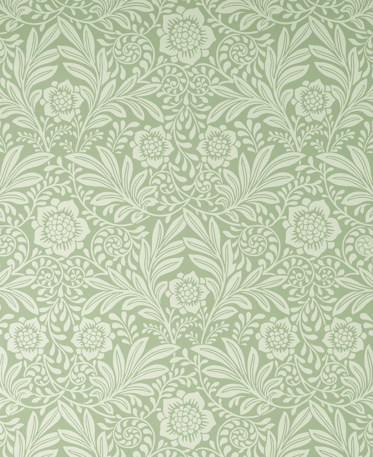 Camille Sage Damask Wallpaper with Botanical Traditional Motif - Fine Decor M1744