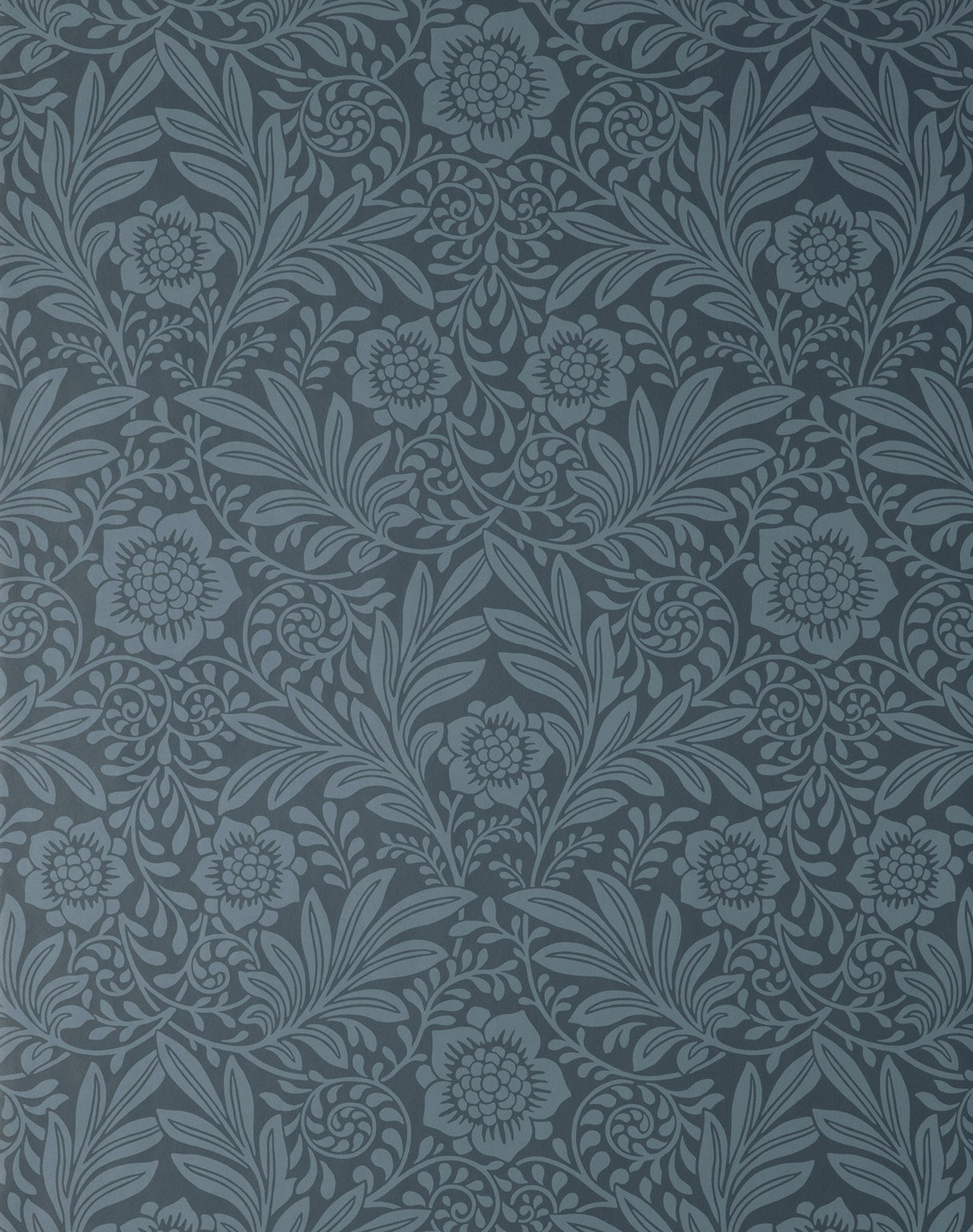 Camille Navy Damask Wallpaper with Botanical Traditional Motif - Fine Decor M1745