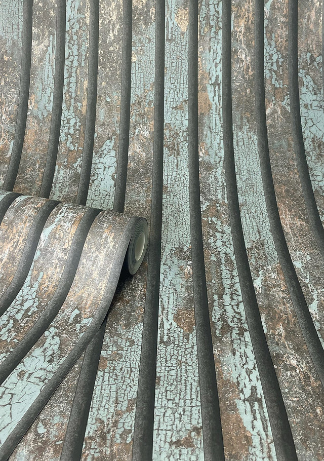 Oxidize Teal Vertical Slats Wallpaper