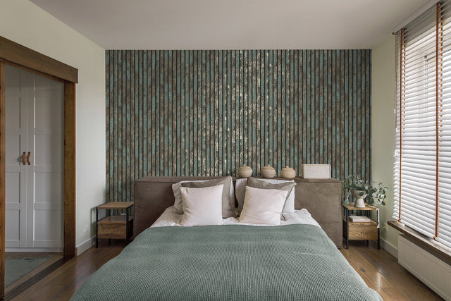 Oxidize Teal Vertical Slats Wallpaper