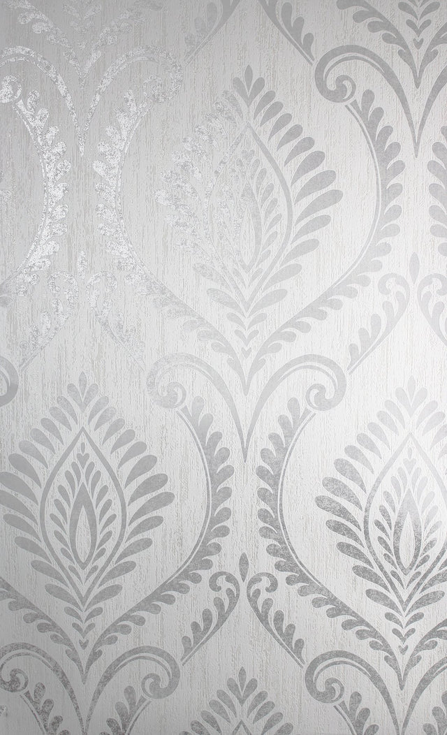 Estelle Grey Damask Wallpaper