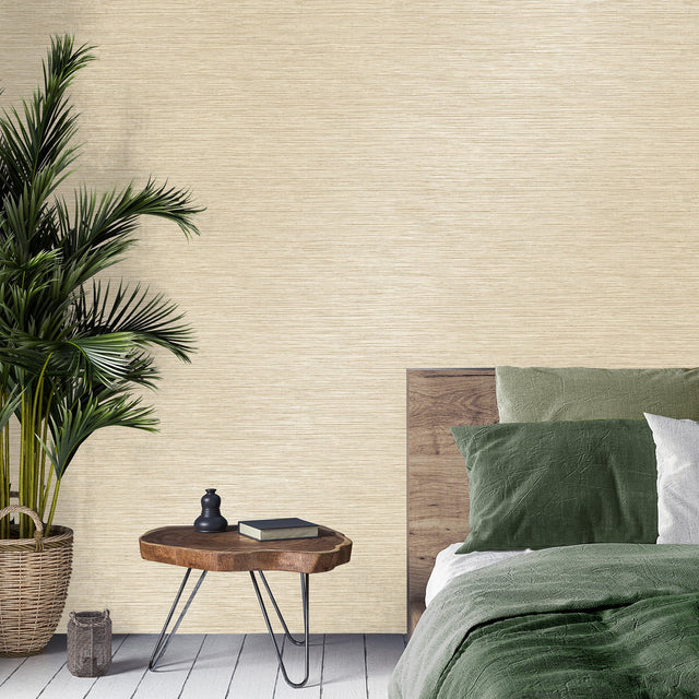 Fusion Neutral Faux Grasscloth Plain Wallpaper with Modern Graphics Pattern - Fine Decor M1766