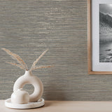 Fusion Stone Plain Faux Grasscloth Grey Wallpaper, Modern Graphics Style - Fine Decor M1767
