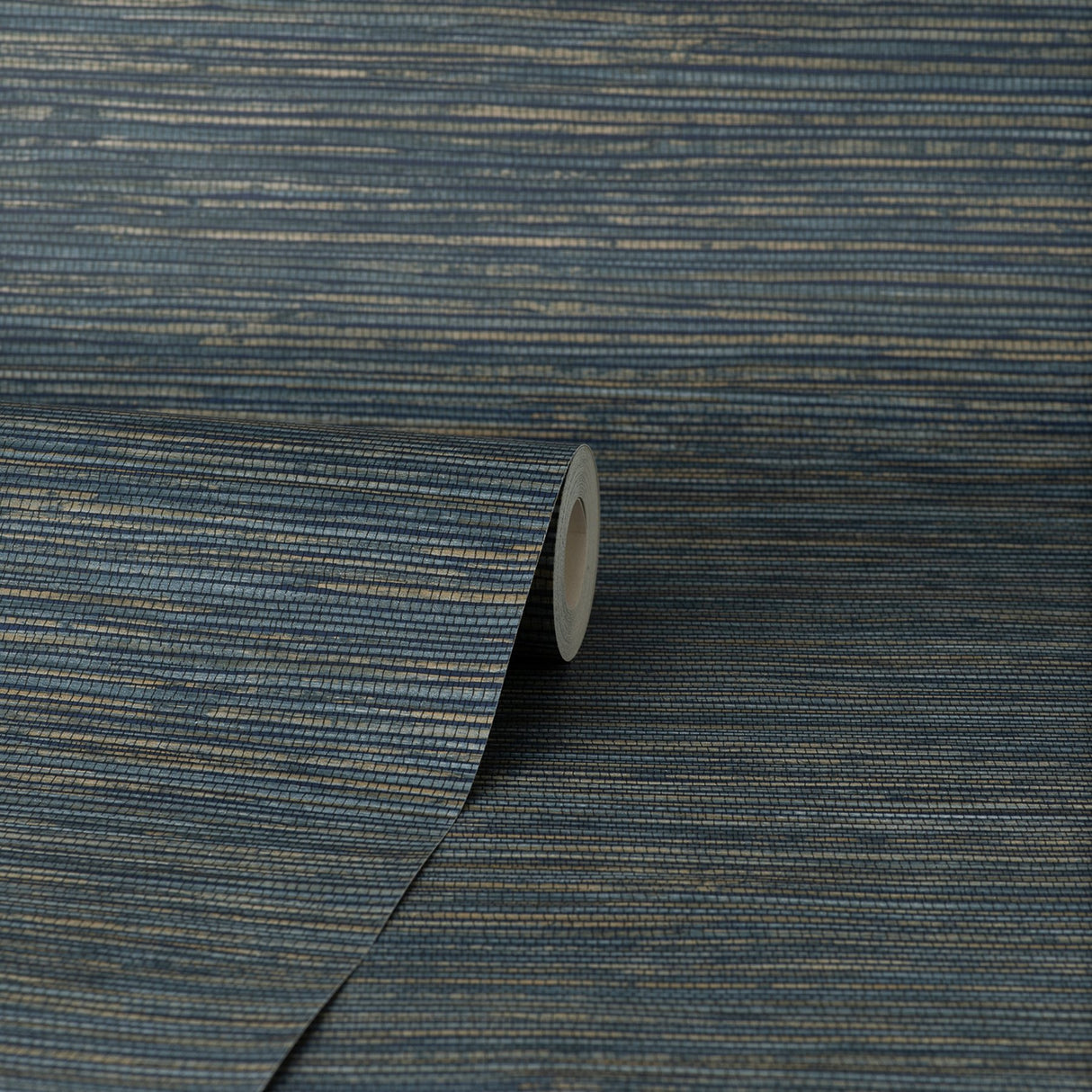 Fusion Navy Faux Grasscloth Modern Wallpaper - Fine Decor M1769
