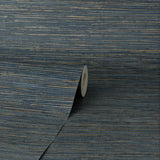 Fusion Navy Faux Grasscloth Modern Wallpaper - Fine Decor M1769