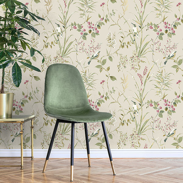 Mariko Neutral by Fine Decor Botanical Wallpaper- Brewster Home Fashions M1855