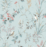 Fine Decor Mariko Light Blue Botanical Wallpaper pattern with birds and vines
