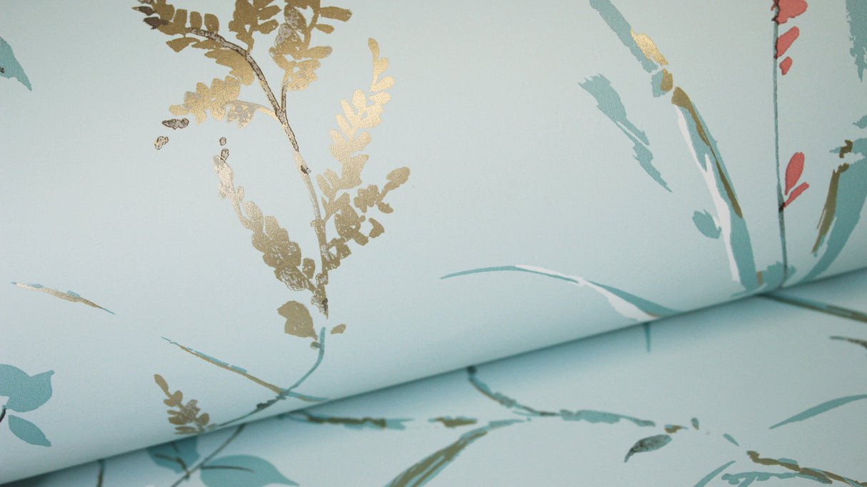 Mariko Light Blue by Fine Decor Botanical Wallpaper – Brewster Home Fashions M1856