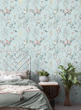 Mariko Light Blue by Fine Decor Botanical Wallpaper – Brewster Home Fashions M1856