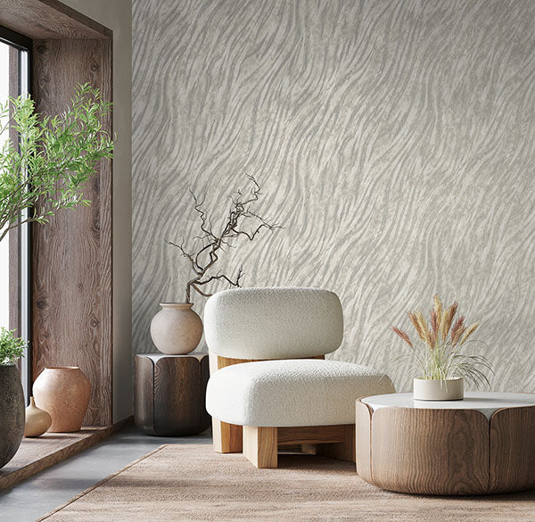 Arran Grey by Fine Decor Swirling Stripe Wallpaper – Brewster Home Fashions M1860