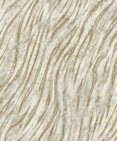 Arran Neutral Swirling Stripe Wallpaper by Fine Decor, a metallic-accented vinyl on non woven design in light grey and golden brown.