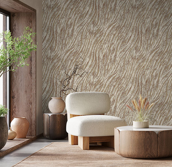 Arran Rose Gold by Fine Decor Swirling Stripe Wallpaper – Brewster Home Fashions M1862