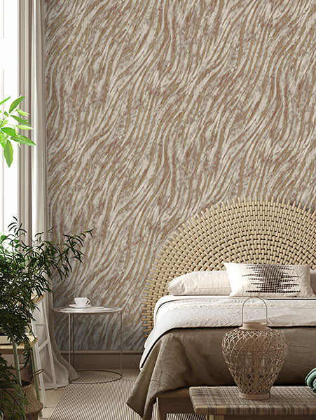Arran Rose Gold by Fine Decor Swirling Stripe Wallpaper – Brewster Home Fashions M1862