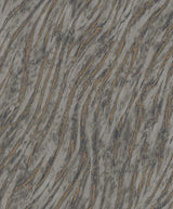 Arran Stone Swirling Stripe Wallpaper in grey with metallic accents