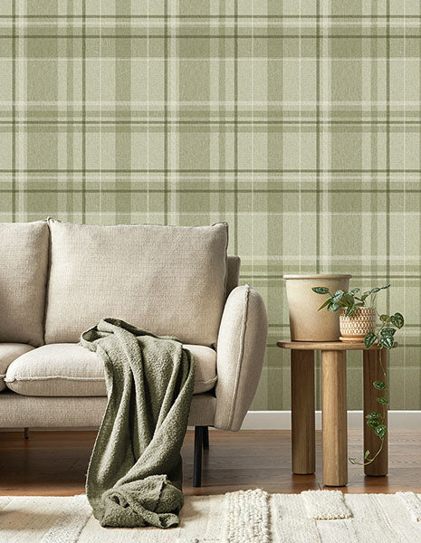 Harris Green by Fine Decor Plaid Chevron Wallpaper – Brewster Home Fashions M1865