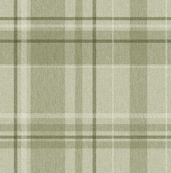 Harris Green Plaid Chevron Wallpaper by Fine Decor showing plaid with chevron weave