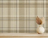 Harris Light Brown by Fine Decor Plaid Chevron Wallpaper – Brewster Home Fashions M1868
