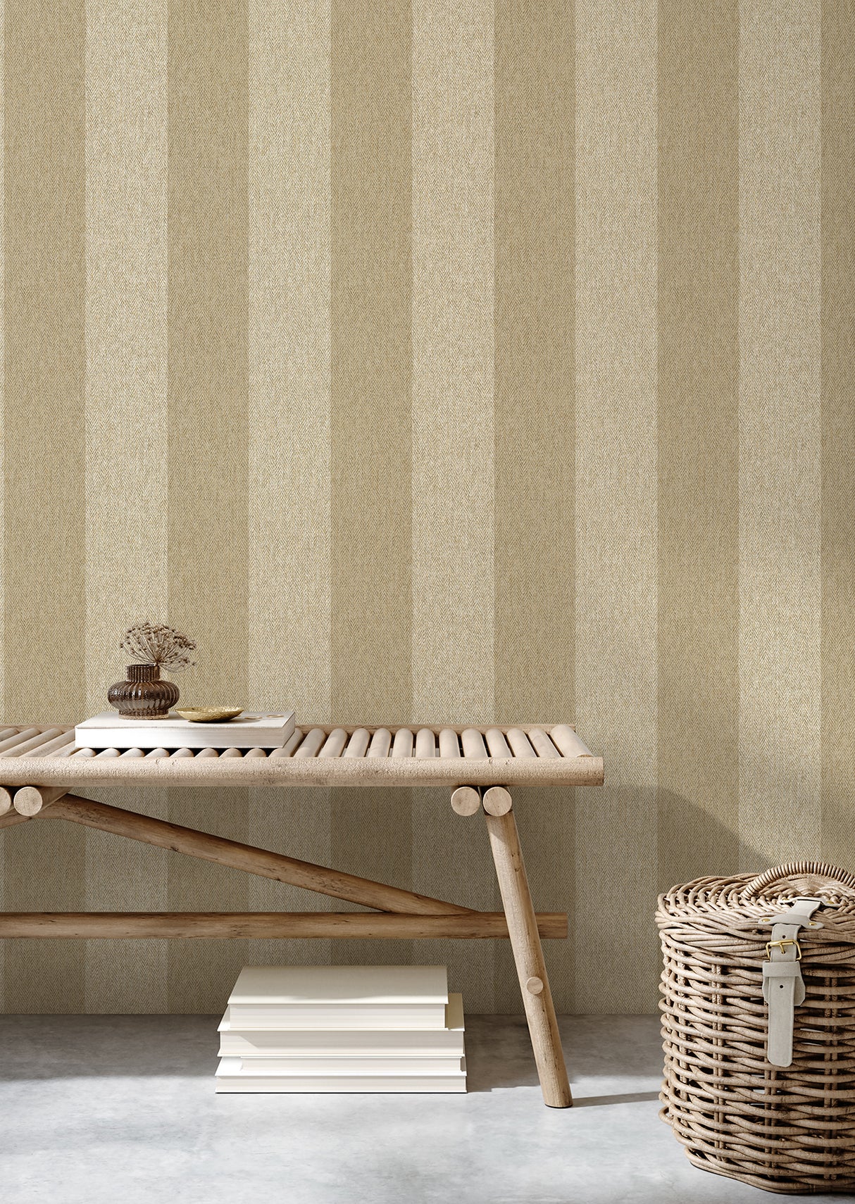 Finn Light Brown by Fine Decor Chevron Stripe Wallpaper – Brewster Home Fashions M1869