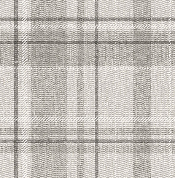 Harris Grey Plaid Chevron Wallpaper by Fine Decor