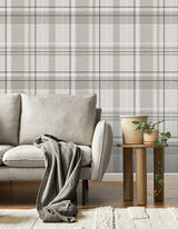 Harris Grey by Fine Decor Plaid Chevron Wallpaper- Brewster Home Fashions M1871