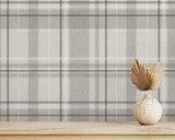 Harris Grey by Fine Decor Plaid Chevron Wallpaper- Brewster Home Fashions M1871