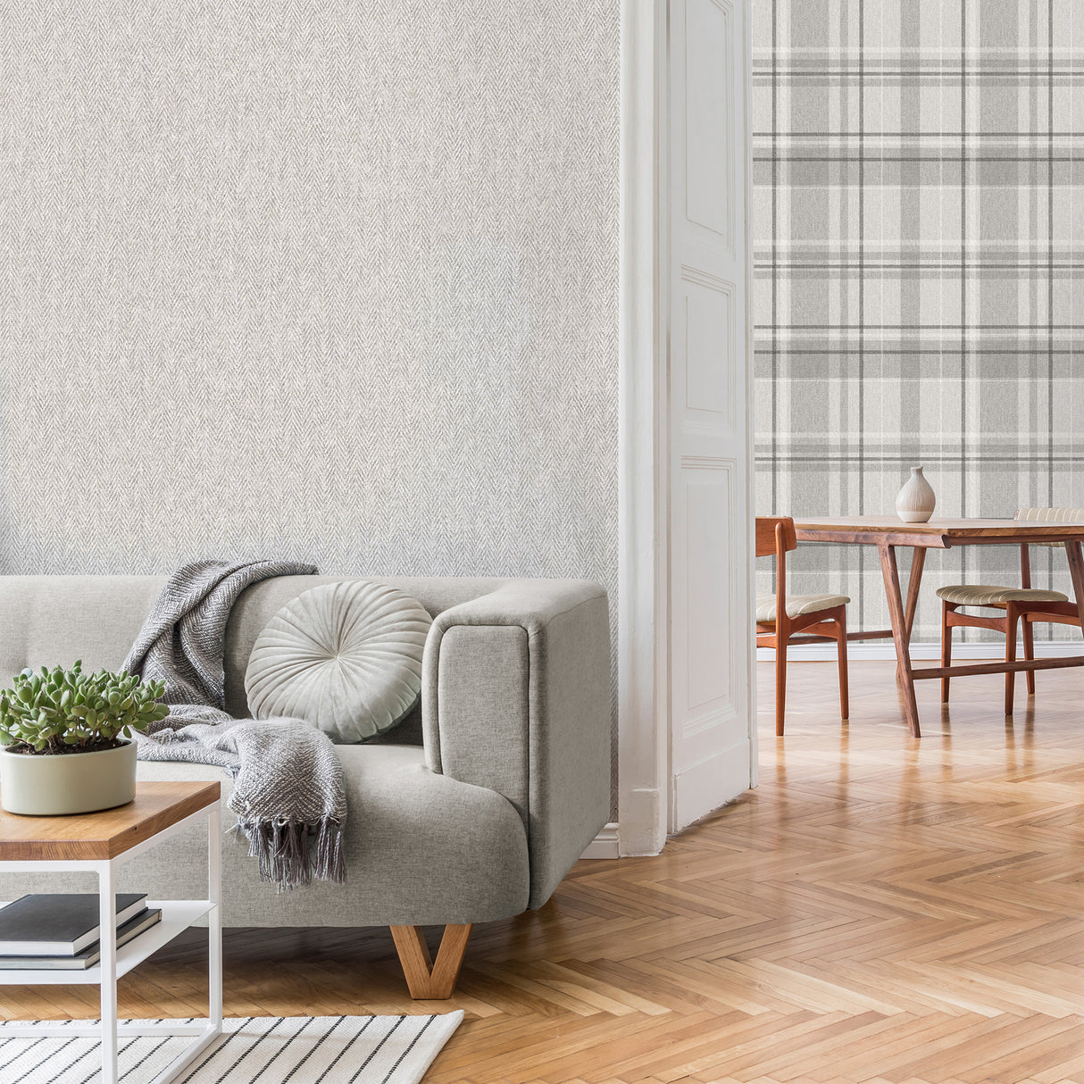 Theo Light Grey by Fine Decor Chevron Wallpaper- Brewster Home Fashions M1873