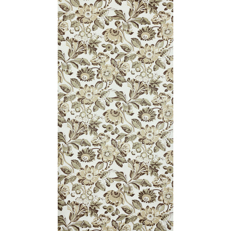 MICHEL wallpaper in Cardamon by Raoul Textiles for Schumacher, hand-printed floral pattern on Japanese pulp paper.