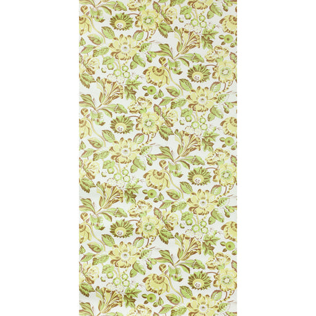 MICHEL wallpaper in Spring by Raoul Textiles for Schumacher, hand-printed floral pattern in green and yellow on Japanese pulp paper