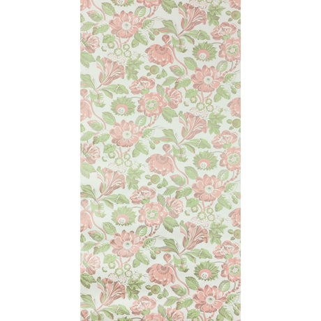 Michel Sprout by Raoul Textiles floral wallpaper pattern in pink and green on white background