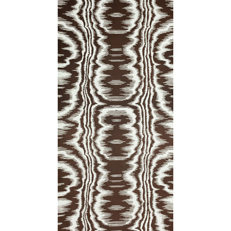 AMORE wallpaper in Mole by Raoul Textiles for Schumacher, hand-printed Japanese pulp paper with artisanal ikat-inspired pattern.
