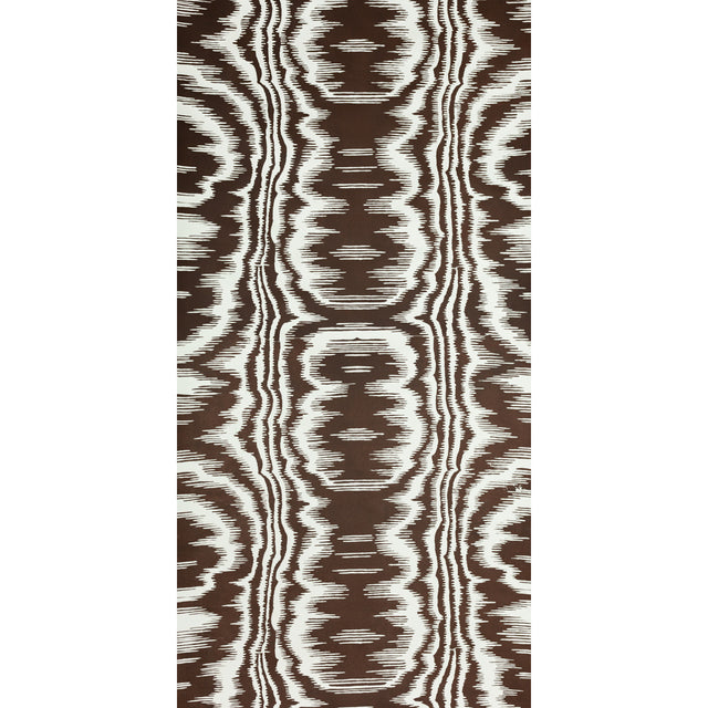 AMORE wallpaper in Mole by Raoul Textiles for Schumacher, hand-printed Japanese pulp paper with artisanal ikat-inspired pattern.