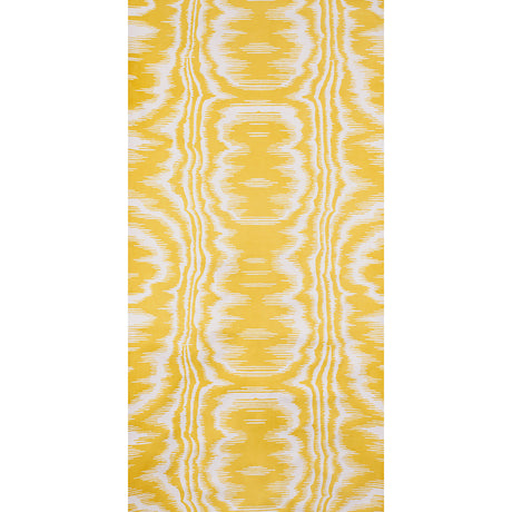 AMORE Sulphur by Raoul Textiles hand-printed yellow and white wallpaper pattern