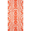 AMORE PIMENTO wallpaper by Raoul Textiles for Schumacher, hand-printed Japanese pulp paper in vibrant orange and white ikat pattern.