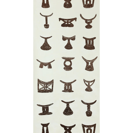 SYLLA Mole by Raoul Textiles hand-printed Japanese pulp paper wallpaper with abstract brown motifs on a light background.