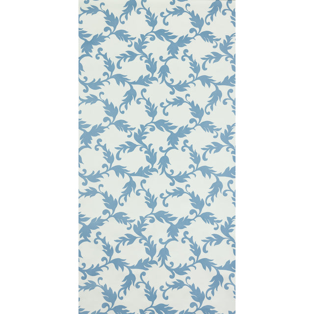 Cyril Delft by Raoul Textiles blue and white hand-printed wallpaper pattern by Schumacher