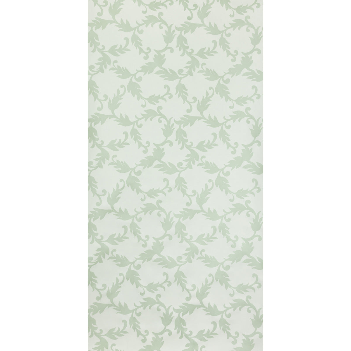Cyril wallpaper in Robin's Egg by Raoul Textiles for Schumacher, featuring a hand-printed leafy scroll pattern on Japanese pulp paper.