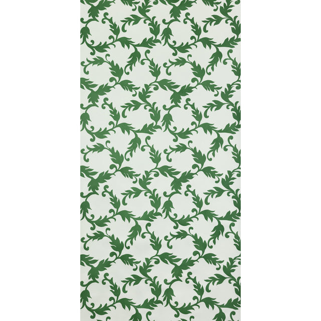 Cyril Verde by Raoul Textiles green botanical wallpaper pattern on white background