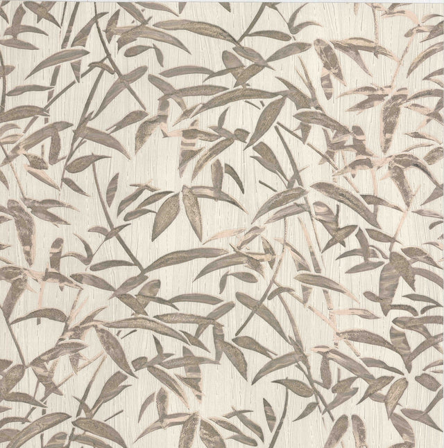 Bryan Taupe Bamboo Wallpaper with Botanical Leaves Motif, Traditional Style - Fine Decor M95580