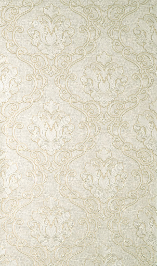 Florentine Neutral Damask Textured Wallpaper with Traditional Damask Pattern - Fine Decor M95658