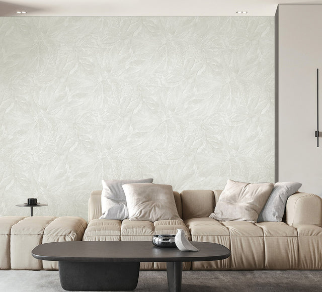Aspen White Leaf Wallpaper